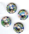 4 16x5mm Blue Cloisonné Donuts